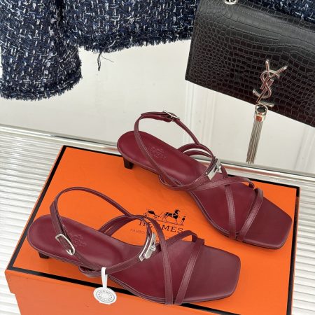 Hermès Kelly Buckle Thin-Strap Kitten-Heel Sandals - Image 5