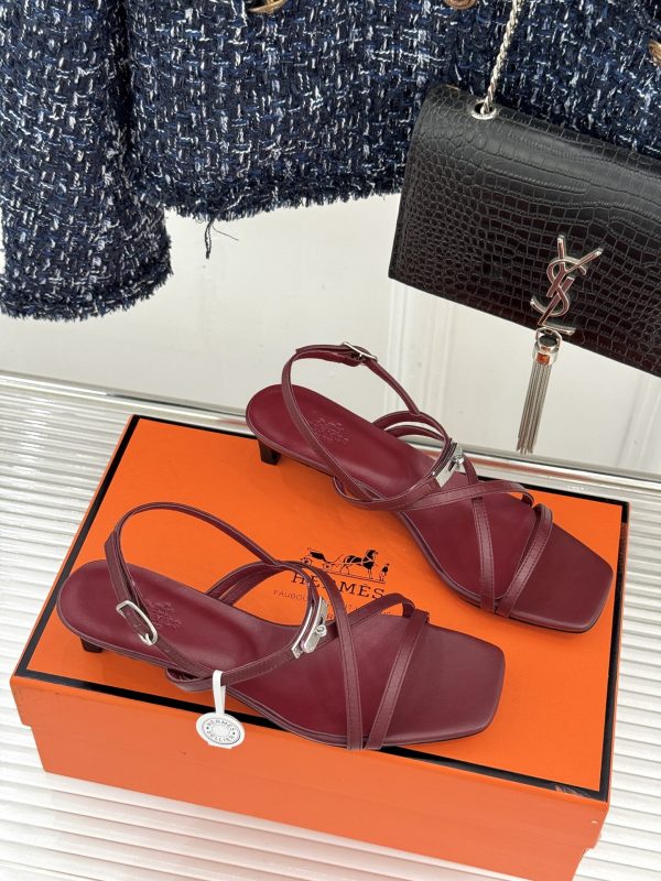 Hermès Kelly Buckle Thin-Strap Kitten-Heel Sandals