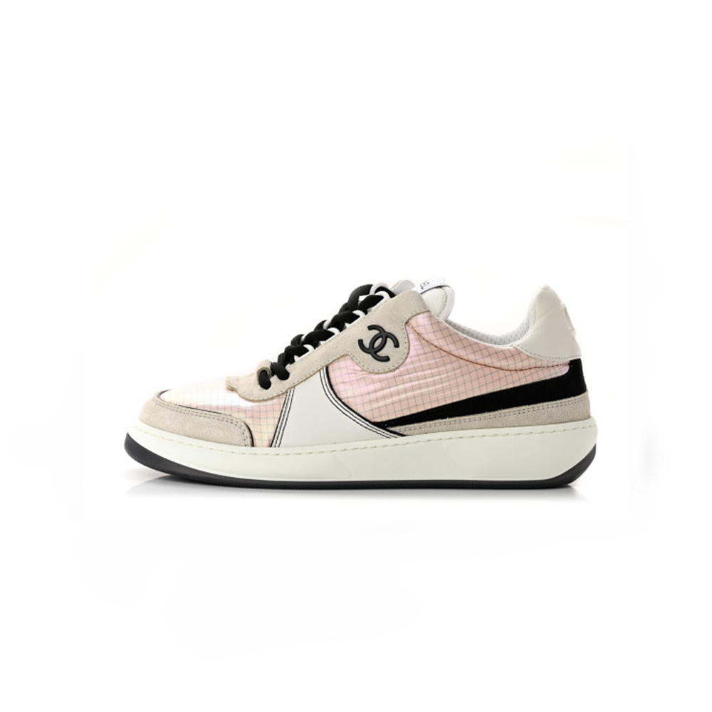CHANEL Calfskin Suede Crystal Womens CC Sneakers - Image 1