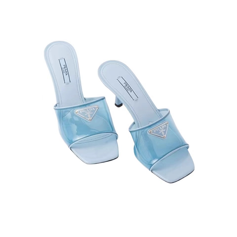 Prada Leather Heel Sandals Slide Sandal - Image 2