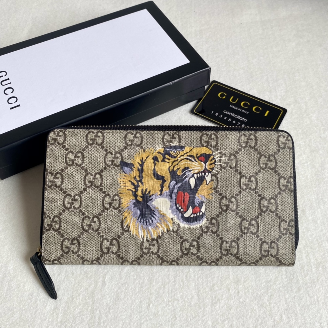 Gucci Unisex GG Supreme Printed Long Zipper Wallet - Image 5