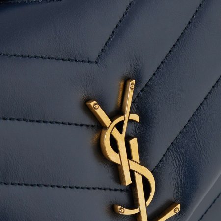 SAINT LAURENT YSL Loulou small quilted leather shoulder bag navy - Image 2