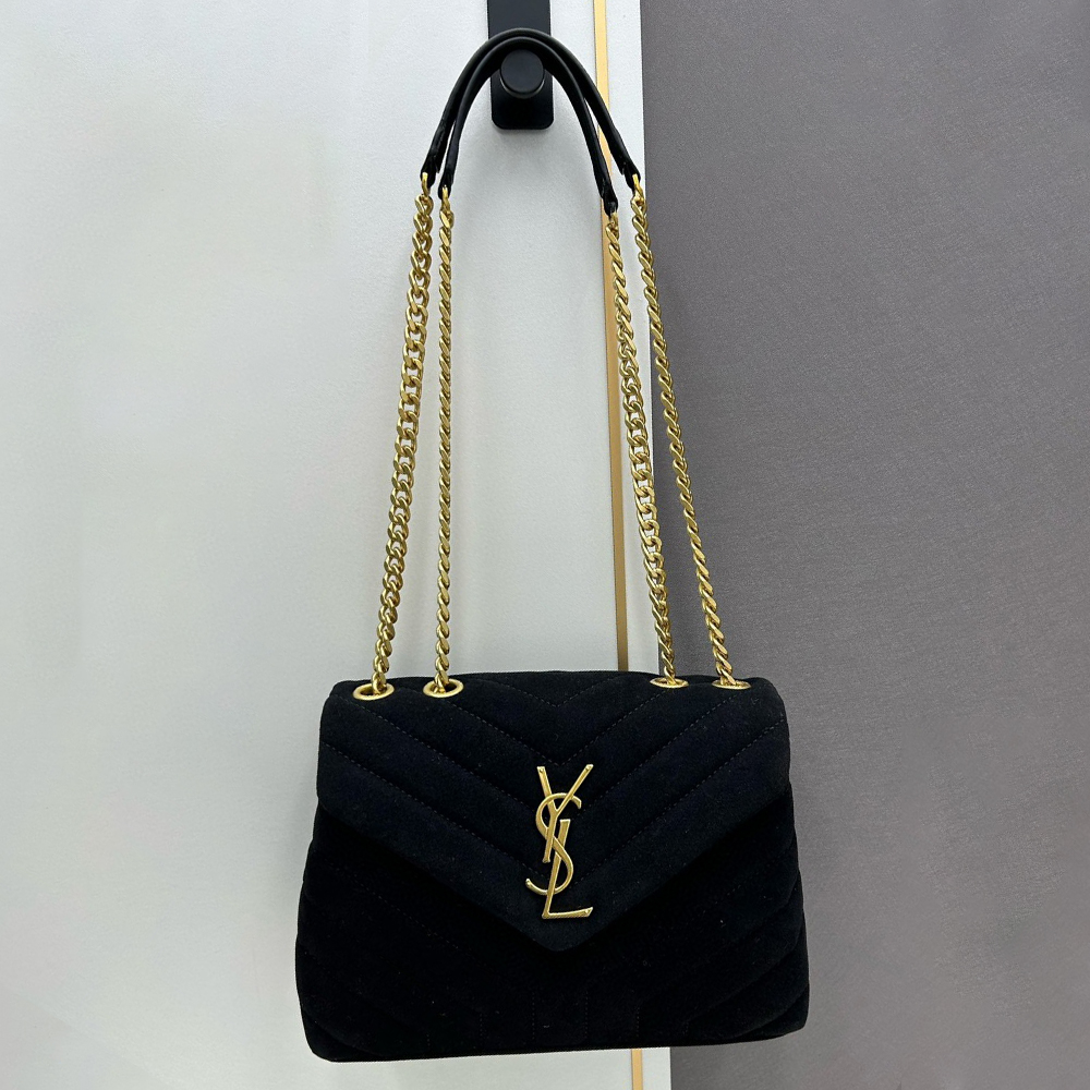 YSL LouLou Quilted Suede Bag - Image 7