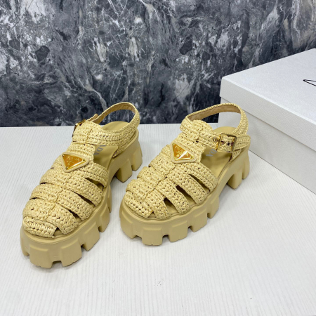 Prada Monolith Fabric Knit Buckle Slide  Sandal - Image 5