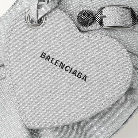 BALENCIAGA Le Cagole XS studded metallic canvas shoulder bag grey - Image 5