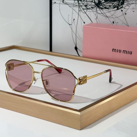 MIU MIU  Slim Metal Logo Mirror Legs Sunglasses Top quality - Image 2