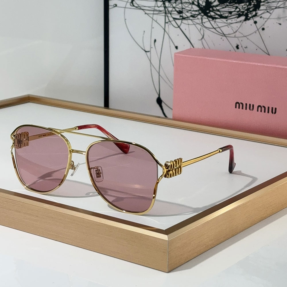 MIU MIU  Slim Metal Logo Mirror Legs Sunglasses Top quality - Image 2