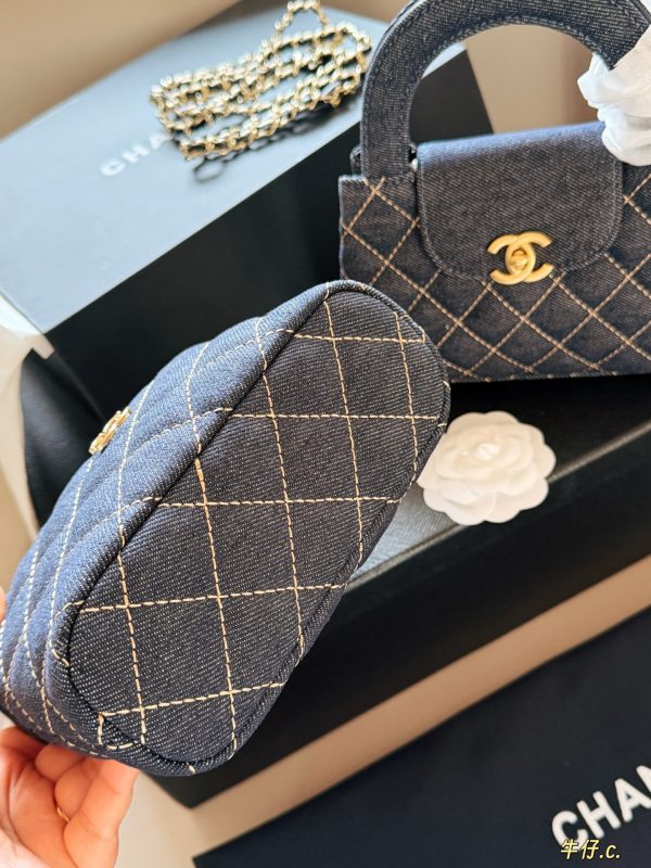 Chanel Denim Quilted Hobo Clutch With Chain Bag