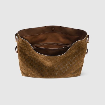Gucci Beatrix Large Tote Bag in Brown Suede - Image 6