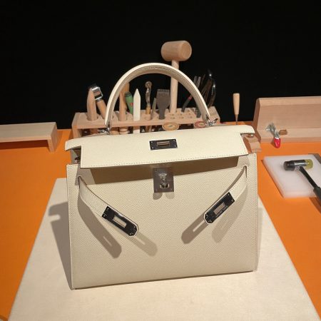 Hermès Kelly Sellier Nata Epsom Gold Hardware Leather Bag - 10A Mirror Version - Image 8