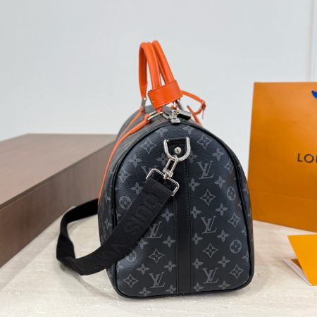 LV Keepall Bandoulière 45 Monogram Eclipse Sunrise Orange Bag - Image 2