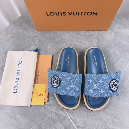 LV Pool Pillow Denim Flat Comfort Mules - Image 3