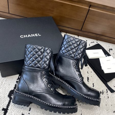 Chanel Crack Combat Boots