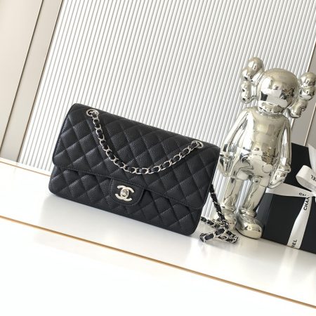 Chanel Black Calfskin Medium Classic Double Flap Shoulder Bag -Top Quality