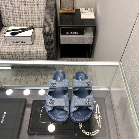 Chanel Denim CC Sandals Mules