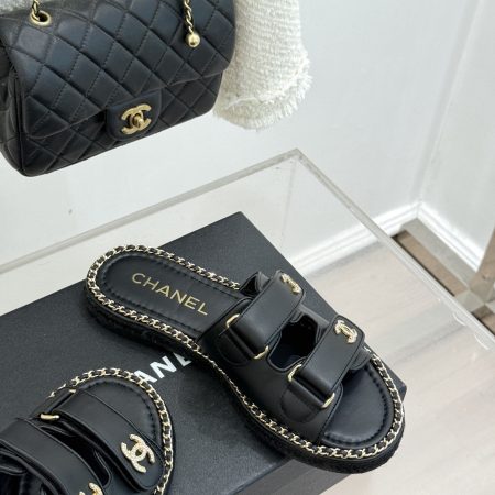 Chanel Black CC Double Breasted Flat Slippers Sandals - Image 5