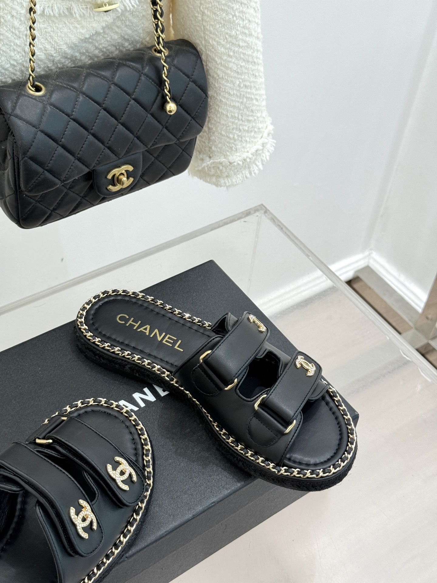 Chanel Black CC Double Breasted Flat Slippers Sandals - Image 5