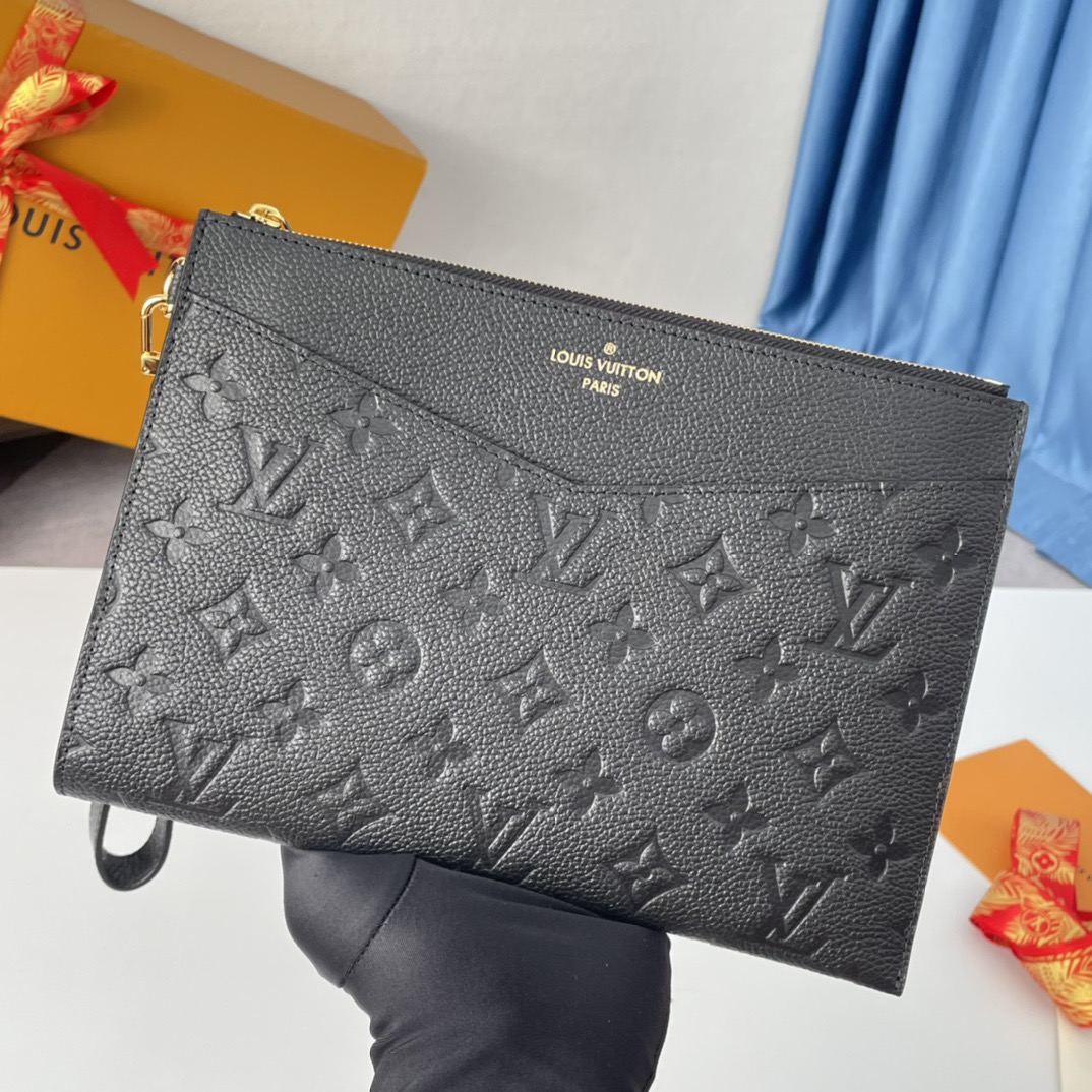 LV Daily Pouch Monogram Empreinte Pochette Mélanie MM Black - Image 5