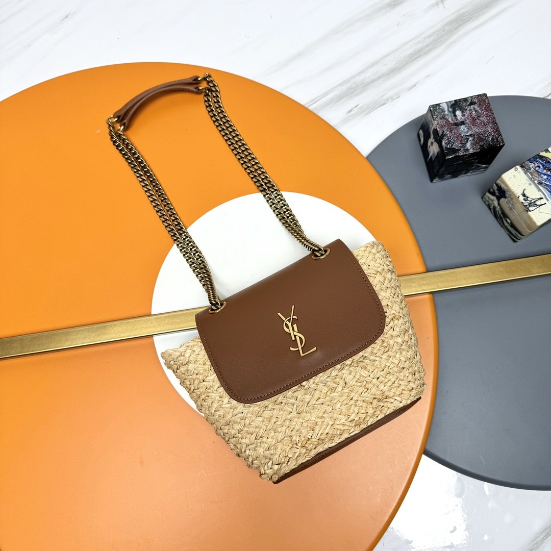 YSL Saint Laurent Small 23CM Manon Beige Raffia Tan - Image 2
