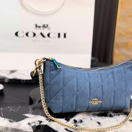 Coach diamond-quilted chain bag