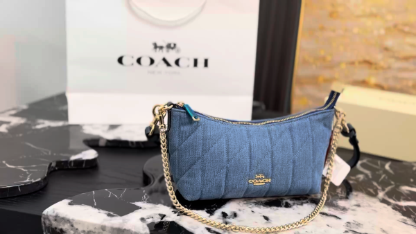 Coach diamond-quilted chain bag