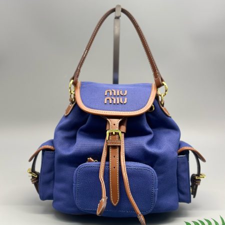 Miu Miu Canvas and Leather Backpack - Image 9