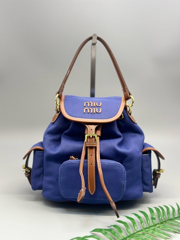Miu Miu Canvas and Leather Backpack