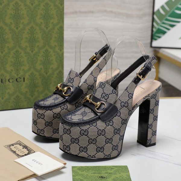 Gucci Horsebit Loafer 135MM Platform Slingback Pumps