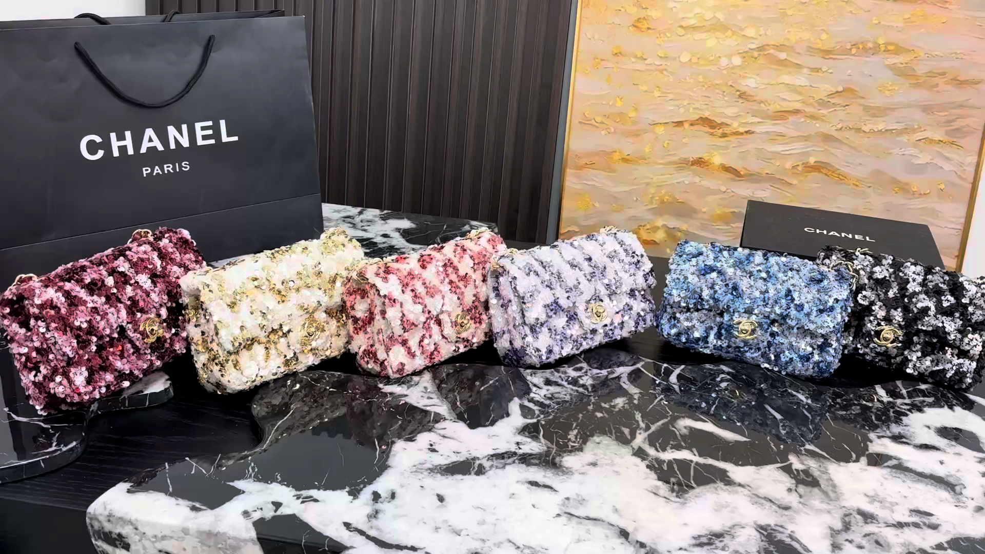 Chanel Sequined CF Chain Bag - Image 1