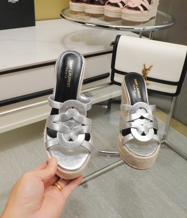YSL Braided Wedge Sandals