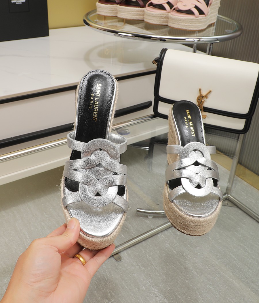 YSL Braided Wedge Sandals - Image 5