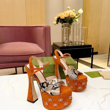 Gucci GG Patchwork Chunky-Heeled Sandals - Image 9