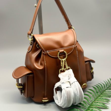 Miu Miu Leather Backpack Black / Cognac - Image 5