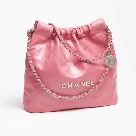 CHANEL 22 SMALL HANDBAG Calfskin & Silver Metal Pink - Image 2