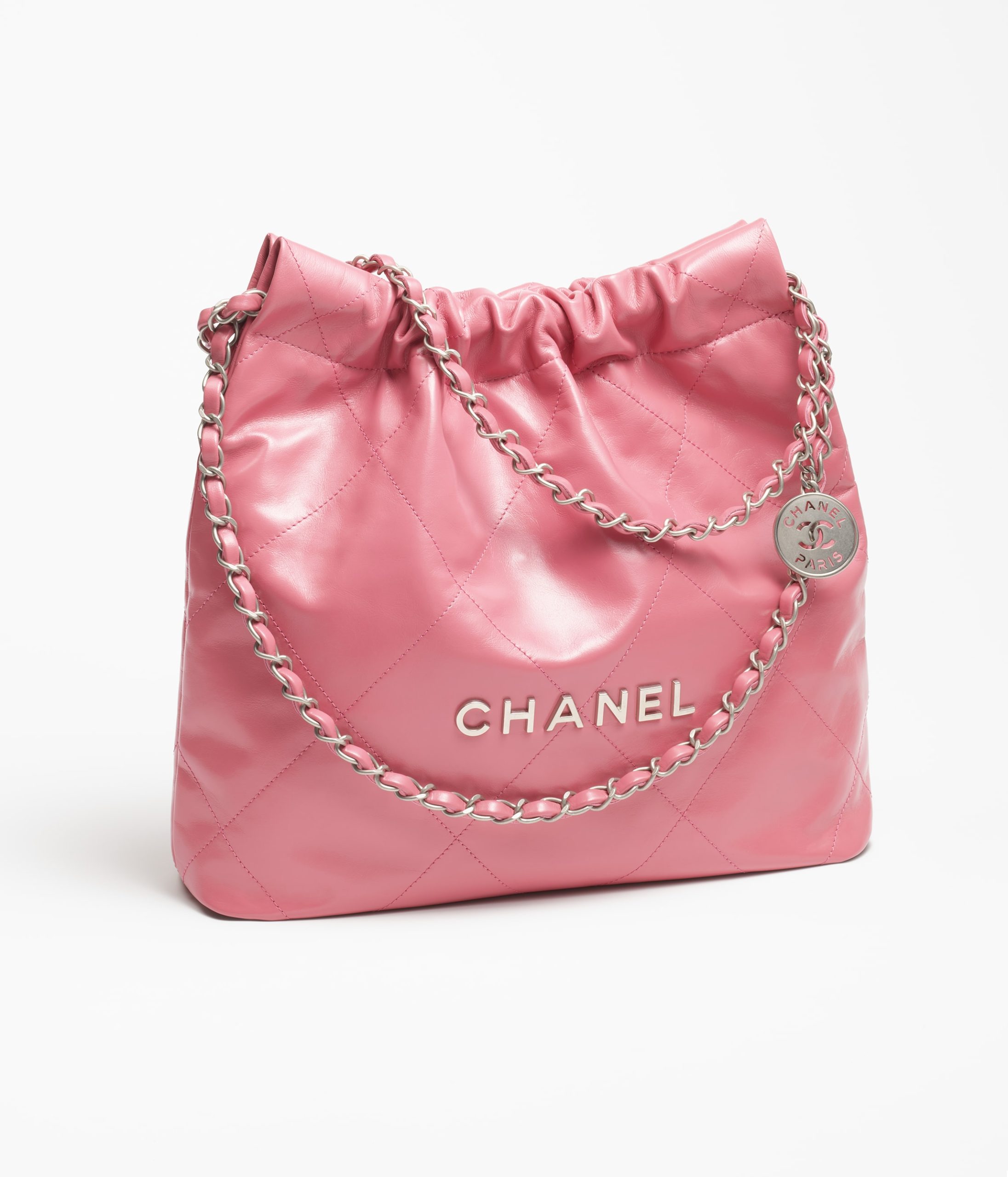 CHANEL 22 SMALL HANDBAG Calfskin & Silver Metal Pink - Image 2