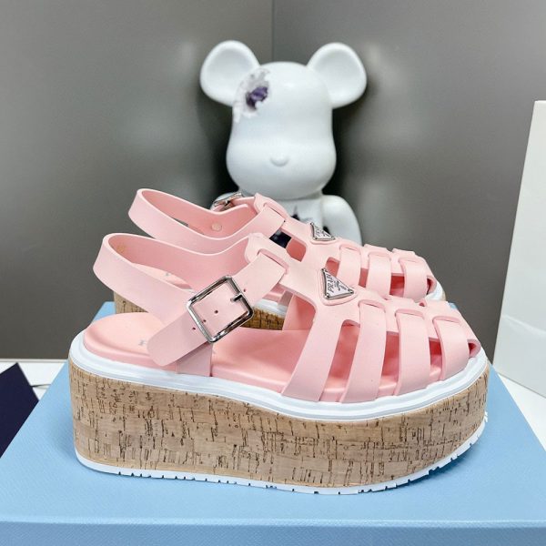 Prada   Rubber Wedge With Thick Sole Sandals Slide