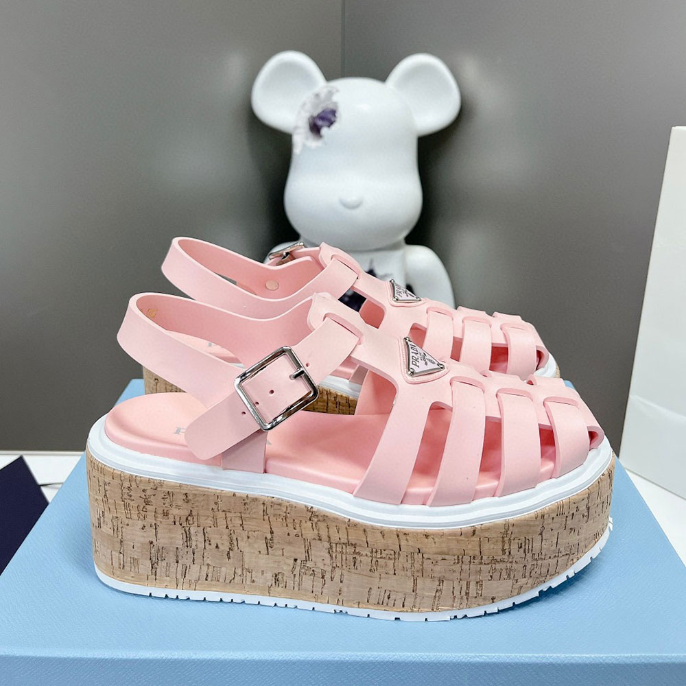 Prada   Rubber Wedge With Thick Sole Sandals Slide - Image 5