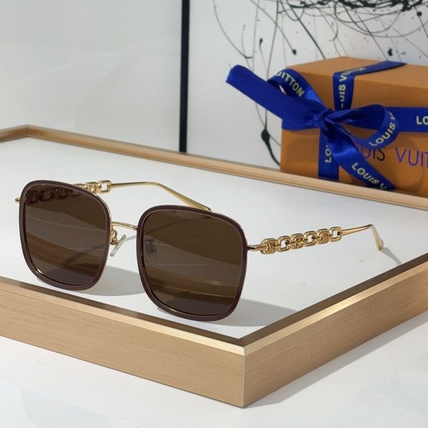 LV Mirror Leg Hollowed Out Logo  sunglasses Top quality