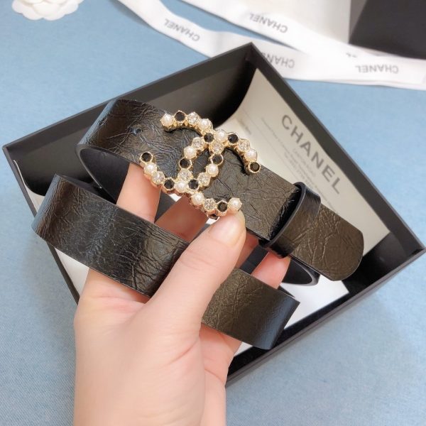 Chanel Belt With Beaded Buckle Brown Gold-Toned Metal and Strass Women Belt 30MM