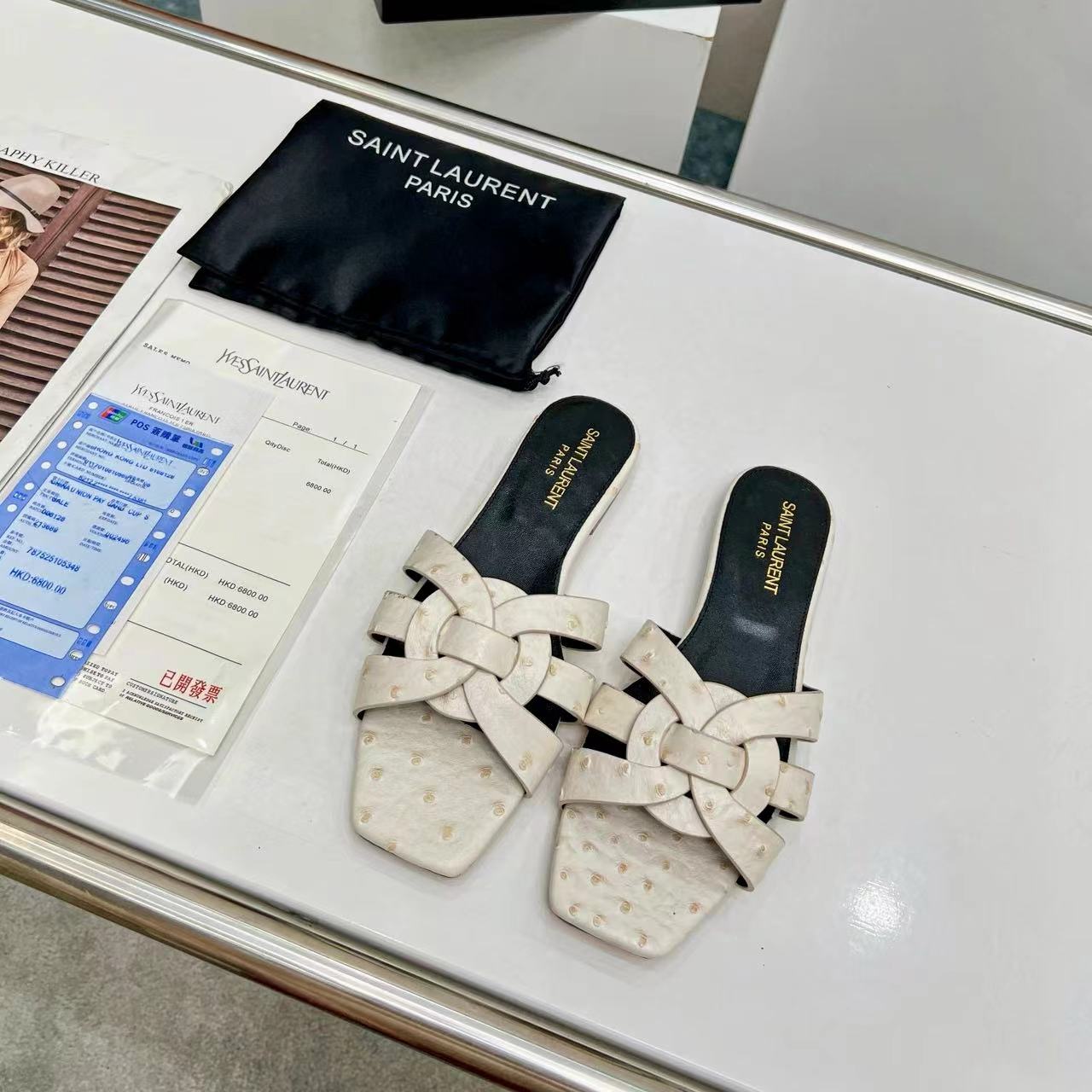 YSL Saint Laurent Nu Pieds Ostrich Pattern - Image 6