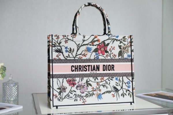 Dior Book Tote White Multicolor Dior Petites Fleurs
