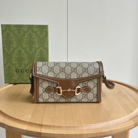 Gucci Horsebit 1955 Canva&Leather Shoulder Bag - Image 3