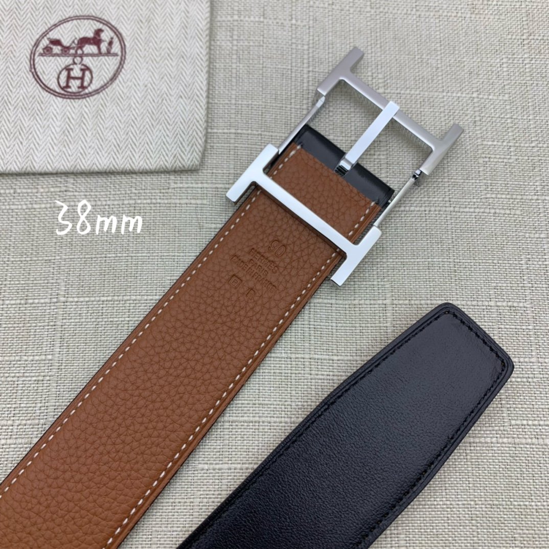 Hermes H Belt Buckle & Reversible Brown For Women, Women Belt 380MM - Image 3