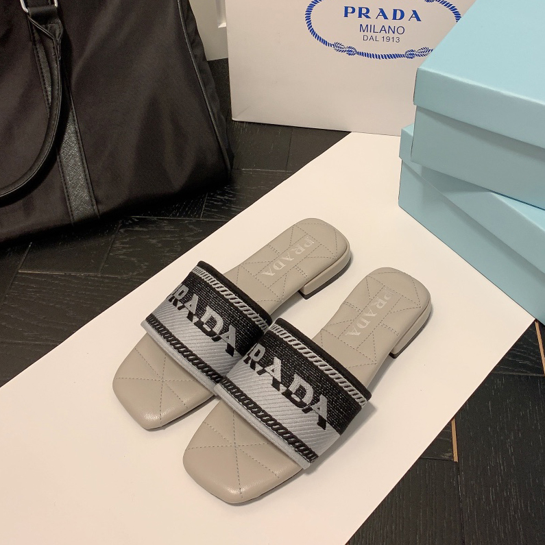 Prada Logo EmbroideryFashion Sandals Slide Sandal - Image 11