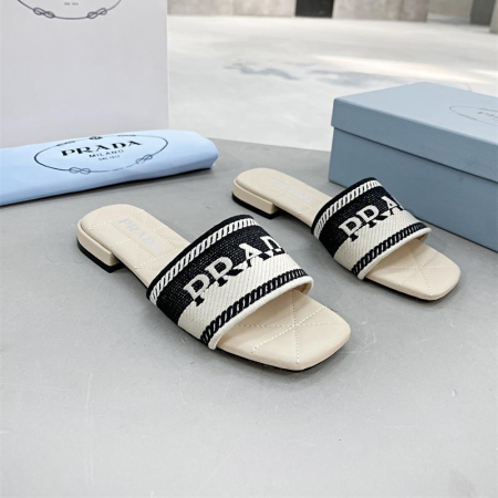 Prada Logo EmbroideryFashion Sandals Slide Sandal - Image 7