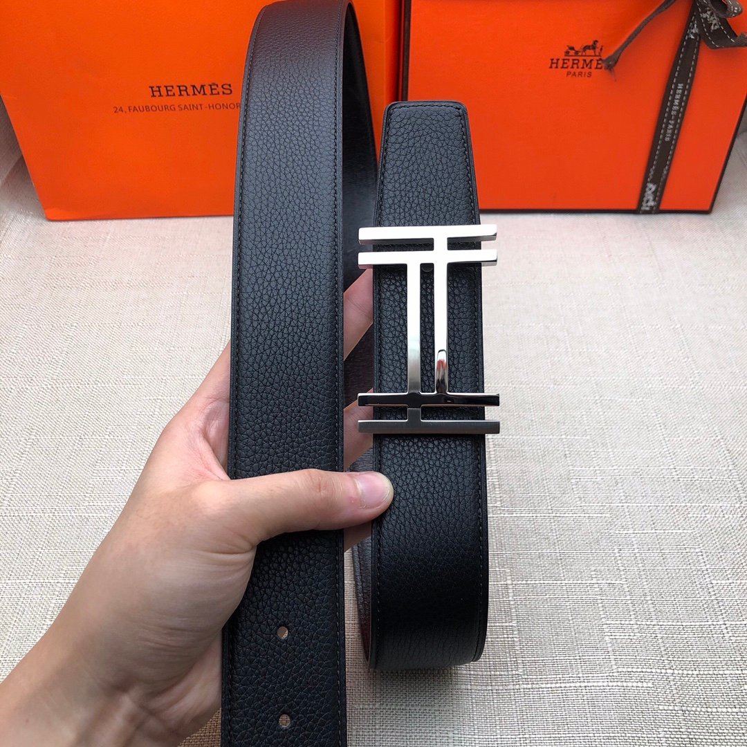 Hermes H Belt Buckle & Reversible Black For Women, Women Belt 380MM - Image 4