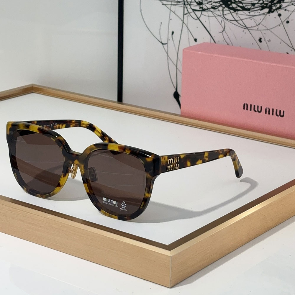 MIU MIU  Mirror leg logo irregular shaped Sunglasses Top quality - Image 2