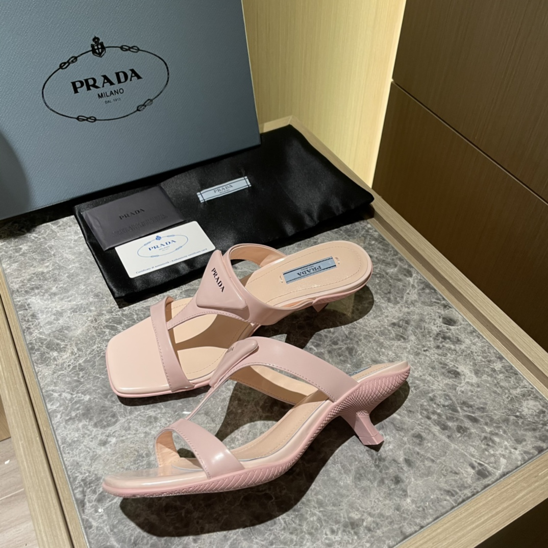 Prada  Polished Leather Sandals Slide - Image 7