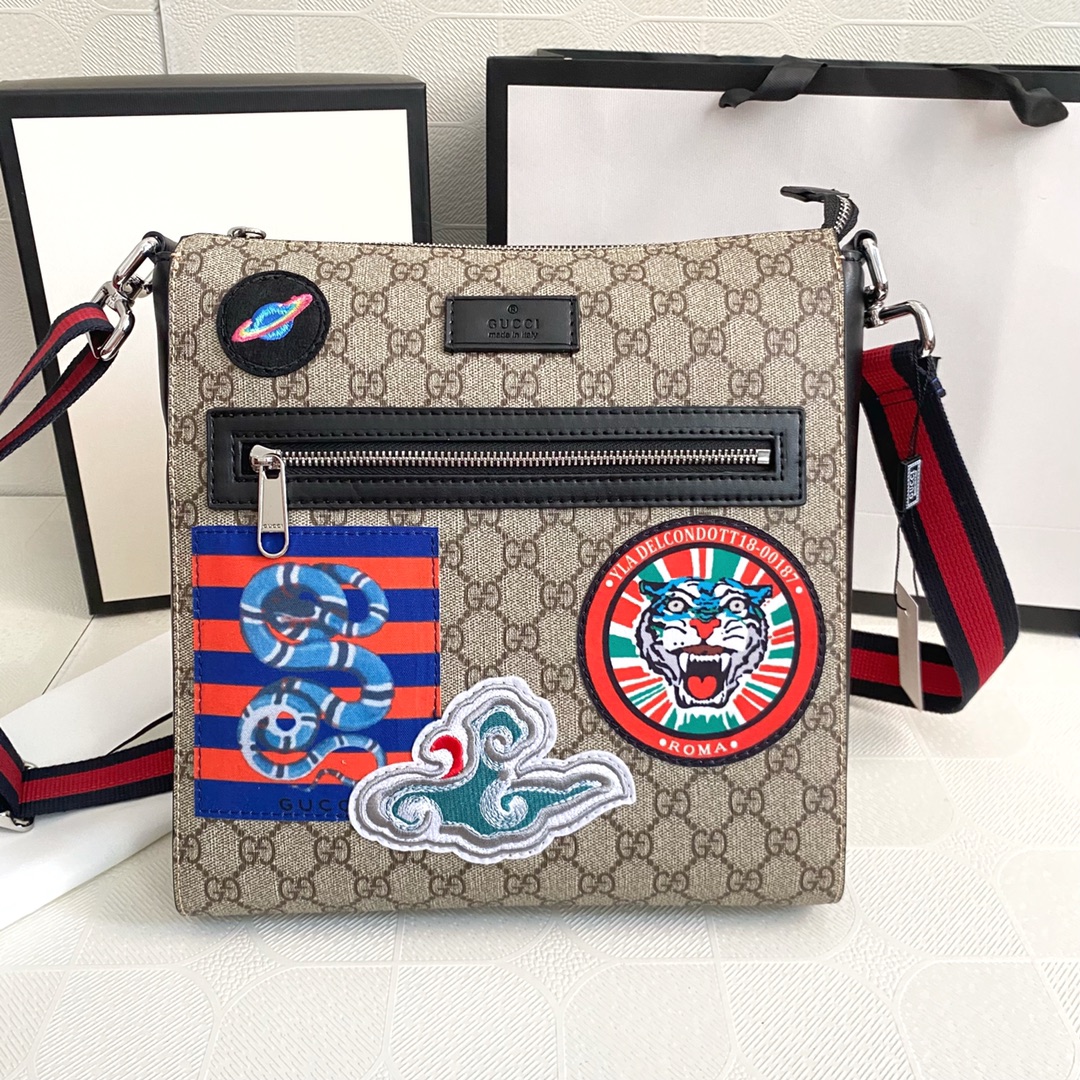 GUCCI Classic Canvas&Leather Crossbody Bag - Image 5