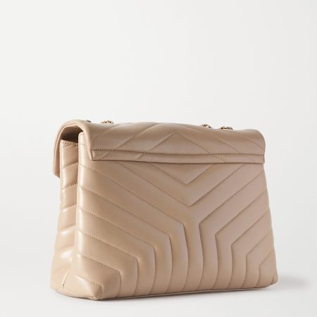 SAINT LAURENT YSL Loulou Medium Quilted Leather Shoulder Bag Beige - Image 4
